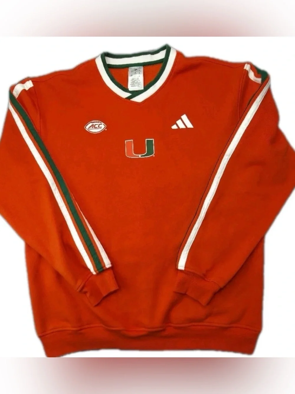 Adidas Miami Hurricanes Crewneck Sweatshirt MED NWT Orange NCAA